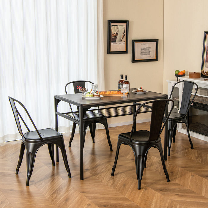 4 Pcs Modern Bar Stools with Removable Back and Rubber Feet-Black