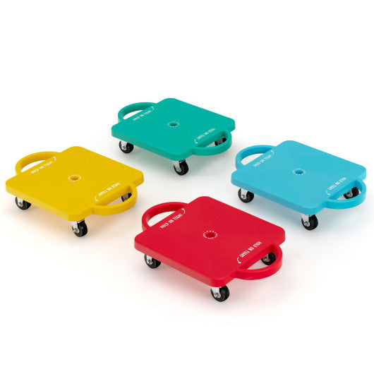 4 Pieces Kids Sitting Scooter Set with Non-marring Universal Casters-Multicolor