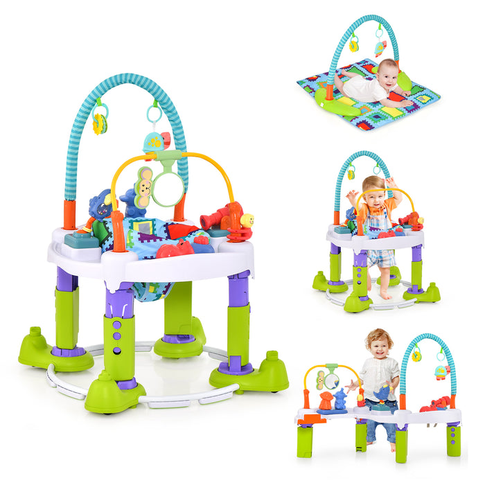 4-in-1 Baby Bouncer Activity Center with 3 Adjustable Heights-Green