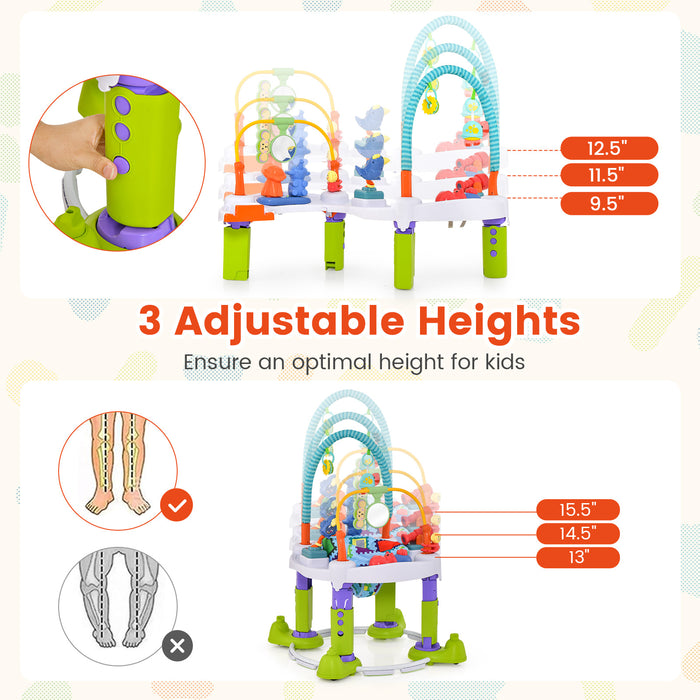 4-in-1 Baby Bouncer Activity Center with 3 Adjustable Heights-Green