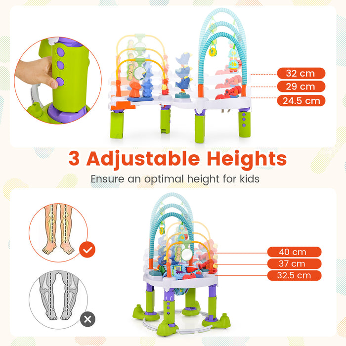 4-in-1 Baby Bouncer Activity Center with 3 Adjustable Heights-Green