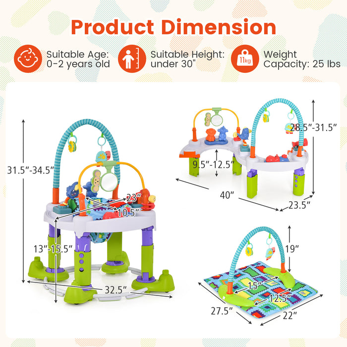 4-in-1 Baby Bouncer Activity Center with 3 Adjustable Heights-Green