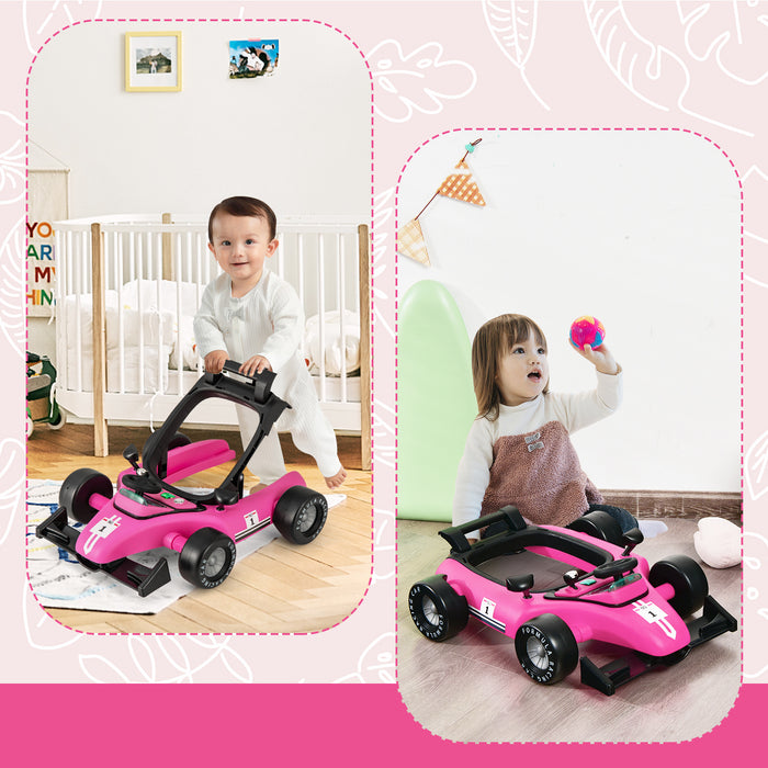 4-in-1 Foldable Activity Push Walker with Adjustable Height-Pink