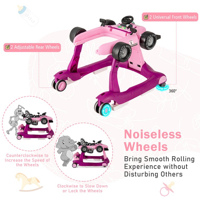 4-in-1 Foldable Activity Push Walker with Adjustable Height-Purple