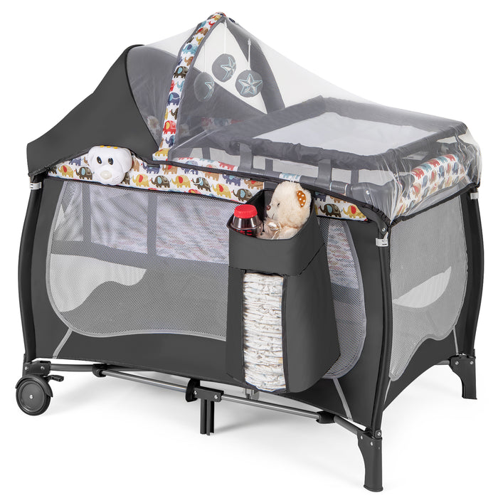 4 in 1 Portable Baby Nursery Center with Net and Music Box-Multicolor