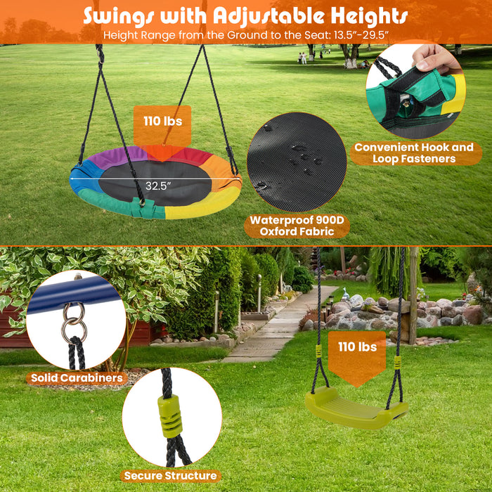 4-in-1 Heavy-Duty Metal Playset with Slide and Basketball Hoop