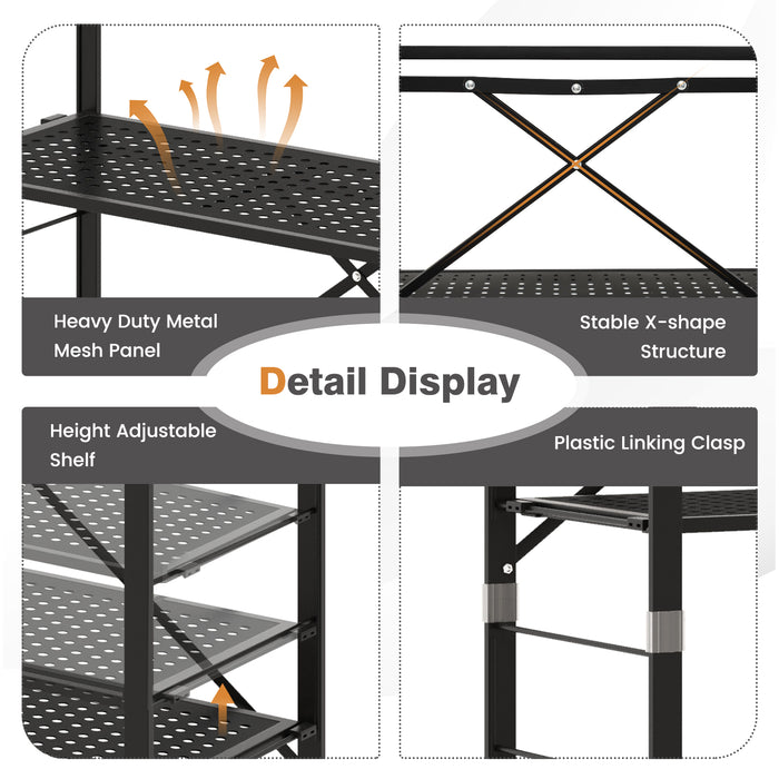 5-Tier Adjustable Shelves with Wheels for Garage Kitchen Balcony