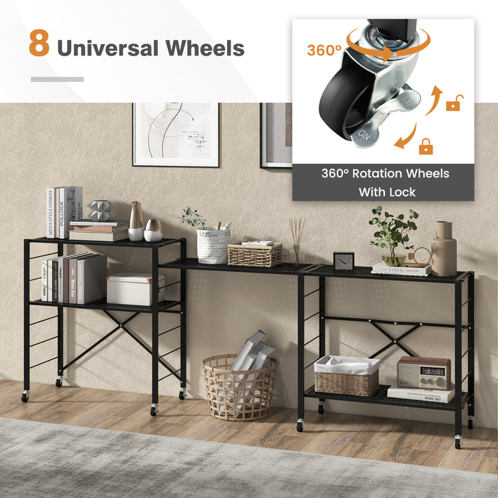 5-Tier Adjustable Shelves with Wheels for Garage Kitchen Balcony