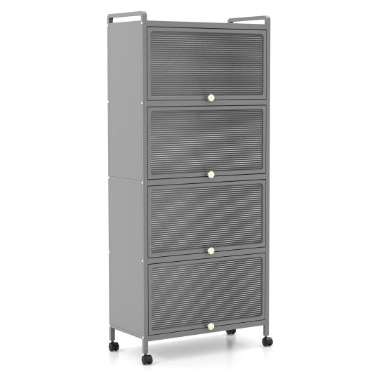 5-Tier Kitchen Baker's Rack with Flip-up PC Doors-Gray