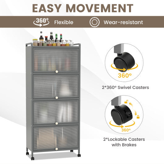 5-Tier Kitchen Baker's Rack with Flip-up PC Doors-Gray