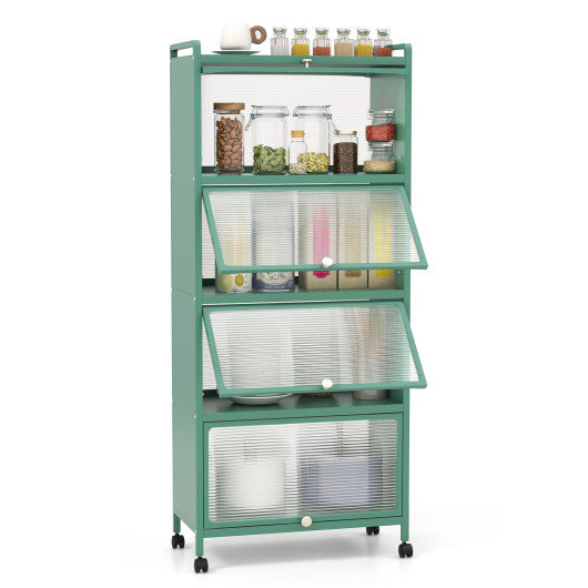 5-Tier Kitchen Baker's Rack with Flip-up PC Doors-Green