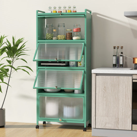 5-Tier Kitchen Baker's Rack with Flip-up PC Doors-Green