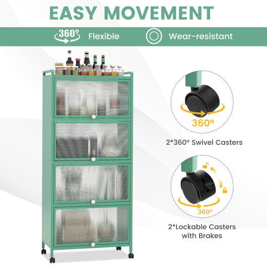 5-Tier Kitchen Baker's Rack with Flip-up PC Doors-Green