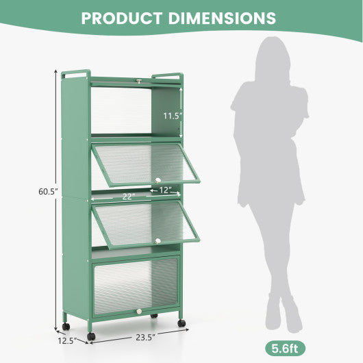 5-Tier Kitchen Baker's Rack with Flip-up PC Doors-Green