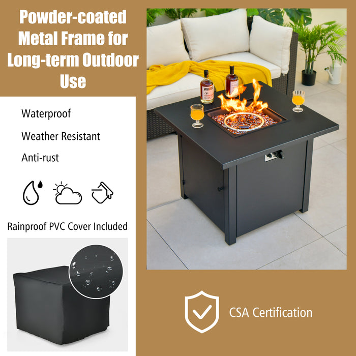 50 000 BTU 32 Inch Square Propane Gas Fire Pit Table