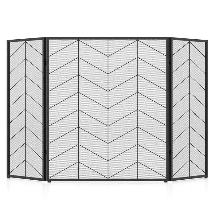 52 x 31 Inch Fireplace Screen with Chevron Herringbone Pattern