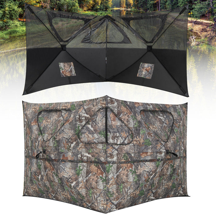 2-Panel Hunting Ground Blind Pop Up Fence with 3 Shoot Through Ports