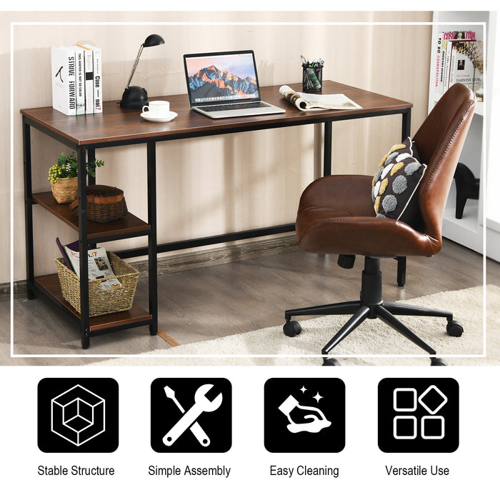 55 Inch Computer Desk Office Study Table Workstation Home with Adjustable Shelf Coffee-L