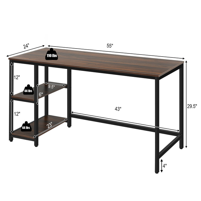 55 Inch Computer Desk Office Study Table Workstation Home with Adjustable Shelf Coffee-L