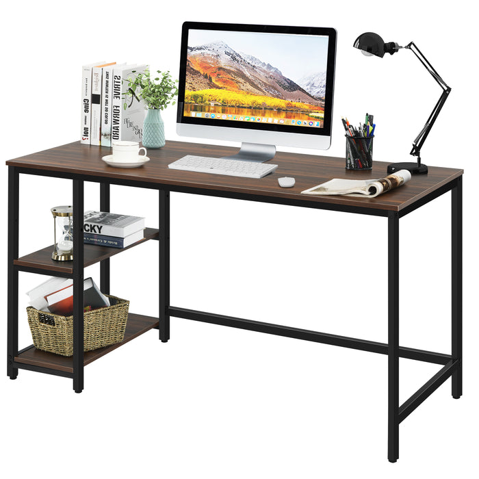 55 Inch Computer Desk Office Study Table Workstation Home with Adjustable Shelf Coffee-L