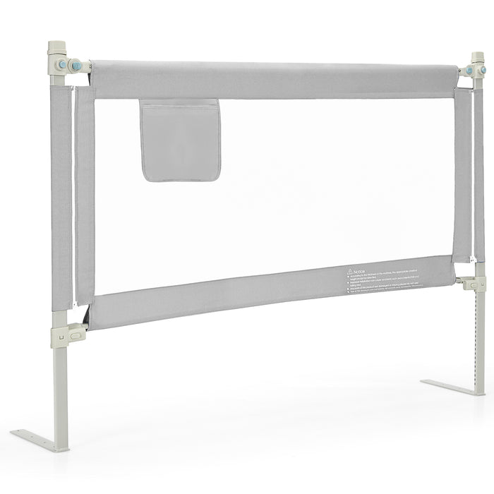 57 Inch Toddlers Vertical Lifting Baby Bed Rail Guard with Lock-Gray