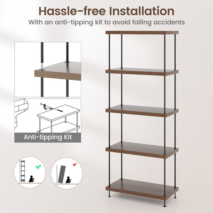 2/3/4/5-Tier Multipurpose Display Rack with Metal Frame-5-Tier