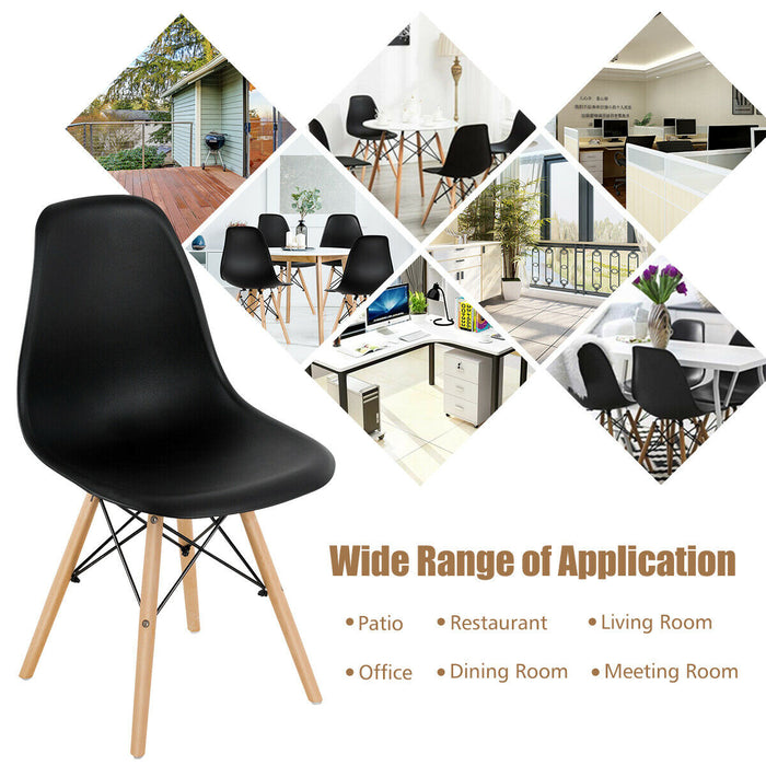 4 Pieces Modern Armless Dining Chair Set with Wood Legs-Black