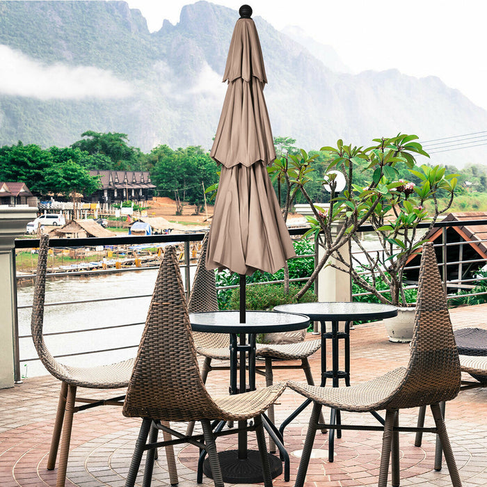 10ft 3 Tier Patio Umbrella Aluminum Sunshade Shelter Double Vented without Base-Beige