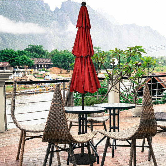 10ft 3 Tier Patio Umbrella Aluminum Sunshade Shelter Double Vented without Base-Burgundy