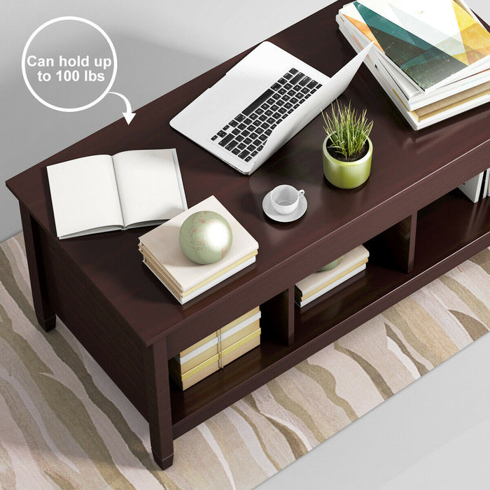 Coffee Table with Hidden Storage Compartment-Coffee