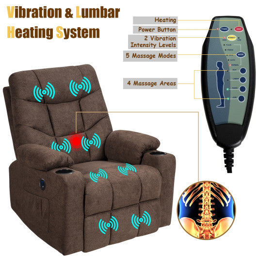 Electric Power Lift Recliner Massage Sofa-Brown