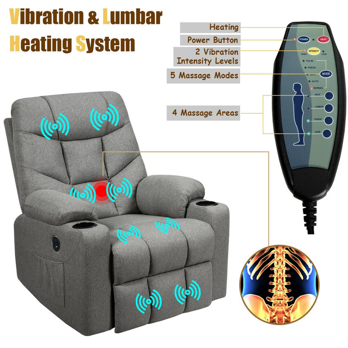 Electric Power Lift Recliner Massage Sofa-Light Gray