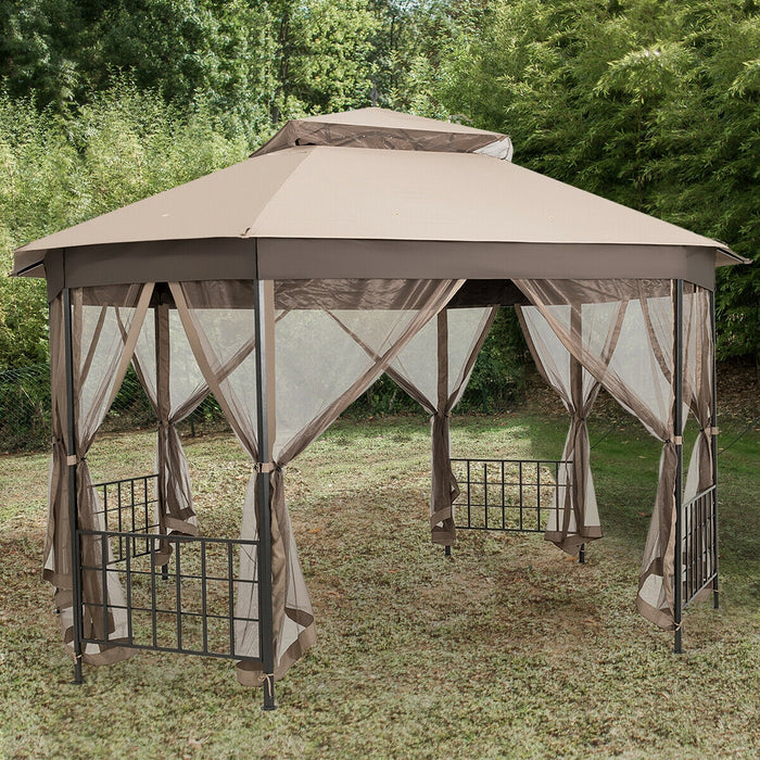 10â€™x 12â€™ Octagonal Patio Gazebo-Brown