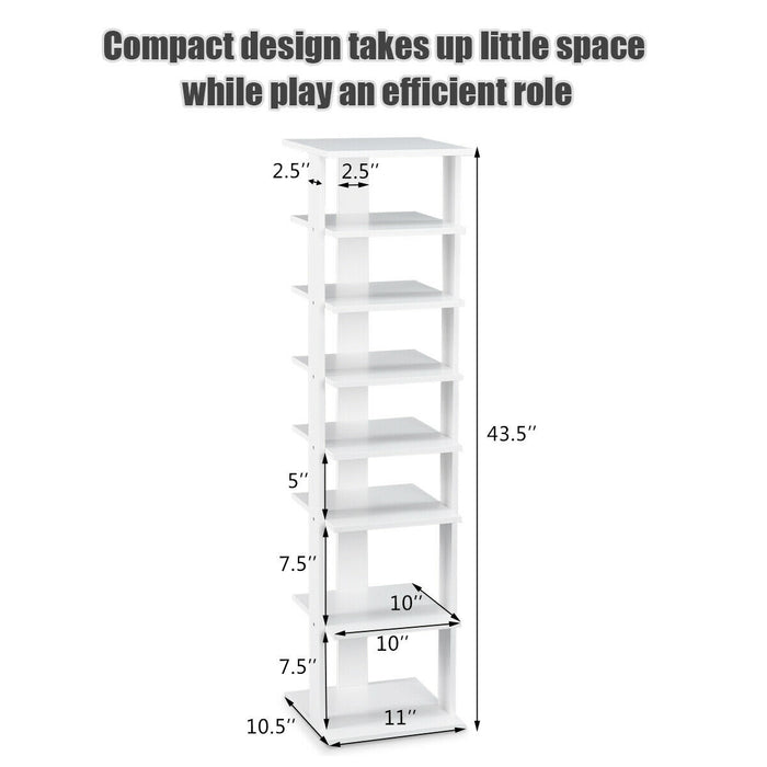 Wooden Shoes Storage Stand 7 Tiers Shoe Rack Organizer Multi-shoe Rack Shoebox-White