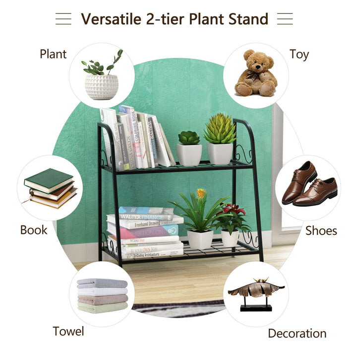 2-tier Patio Metal Plant Stand