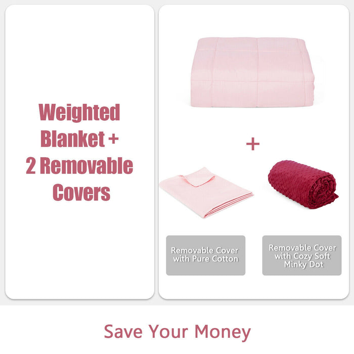 10lbs 3 Pieces Heavy Weighted Duvet Blanket-Pink