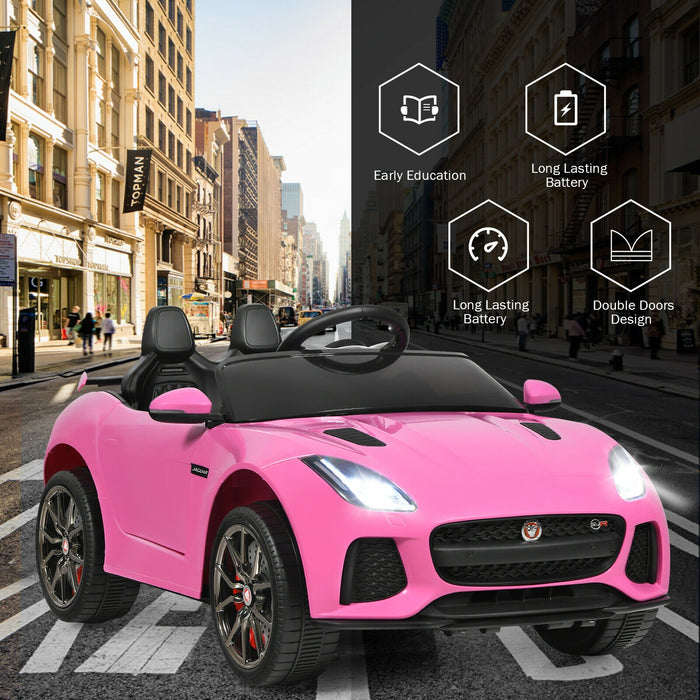 12V Jaguar F-Type SVR Licensed Kids Ride On Car-Pink