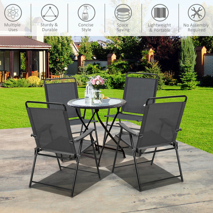 4 Pieces Portable Outdoor Folding Chair with Armrest