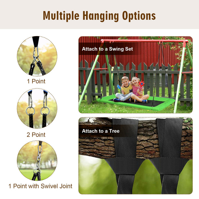 60 Inches Platform Tree Swing Outdoor with  2 Hanging Straps-Green