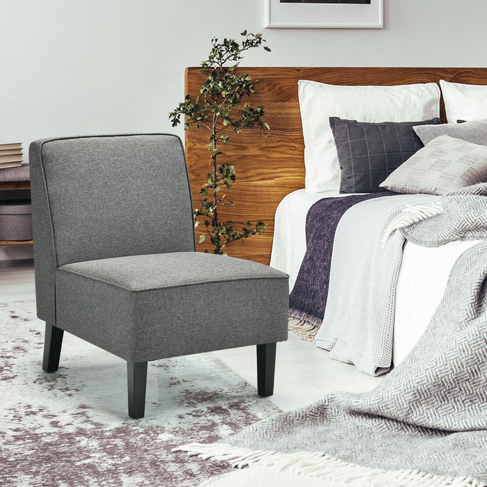 Modern Armless Accent  Sofa Chair with Rubber Wood Legs -Gray