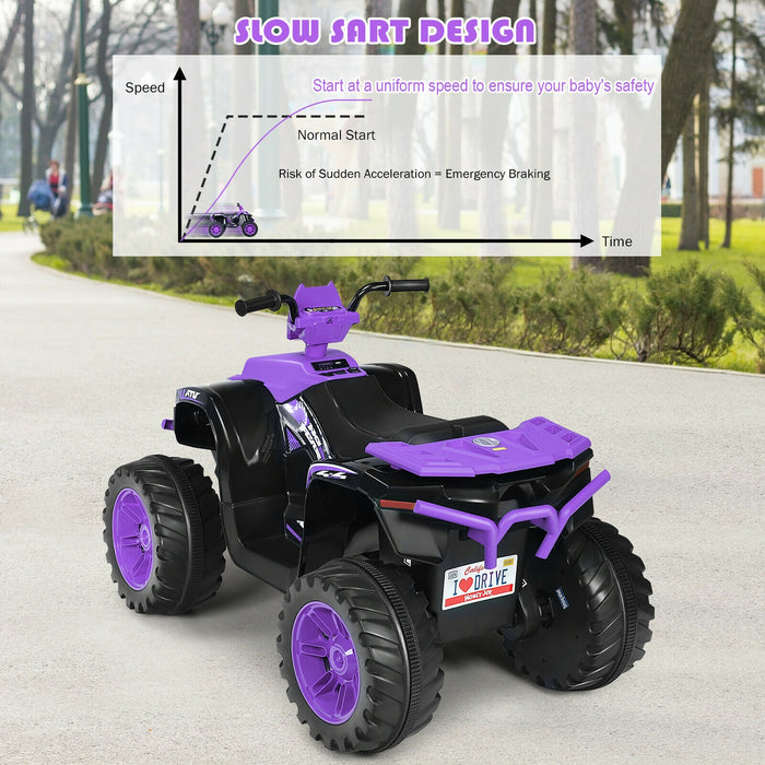 12V Kids Electric 4-Wheeler ATV Quad Ride On Car with LED Light-Purple