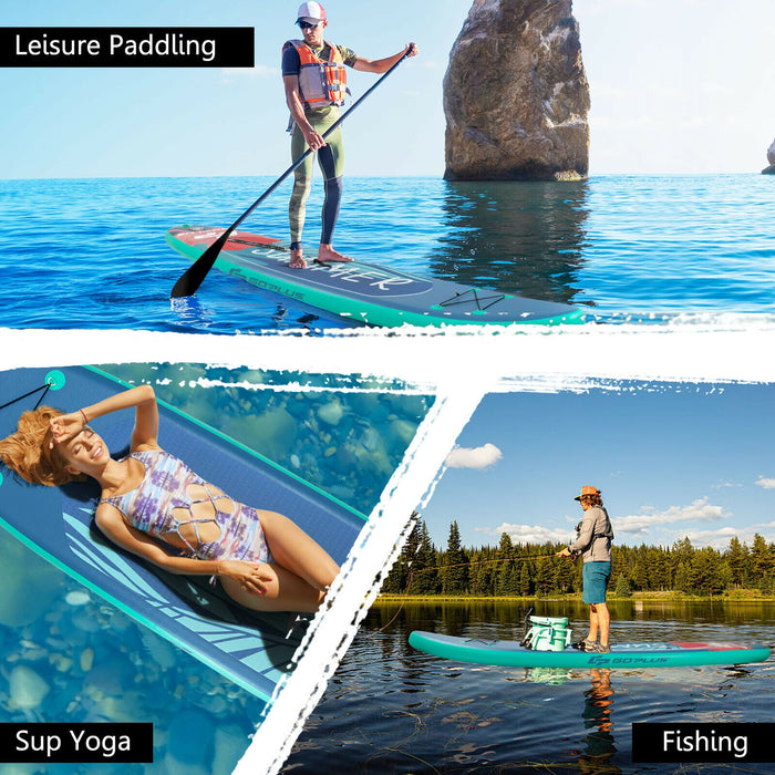 10 Feet Inflatable Stand Up Paddle Board with Backpack Leash Aluminum Paddle-L