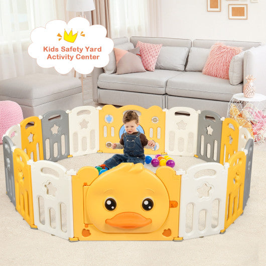 16-Panel Foldable Baby Playpen with Sound