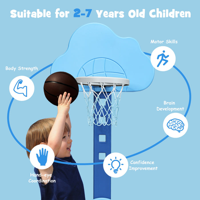 3-in-1 Kids Basketball Hoop Set with Balls-Blue