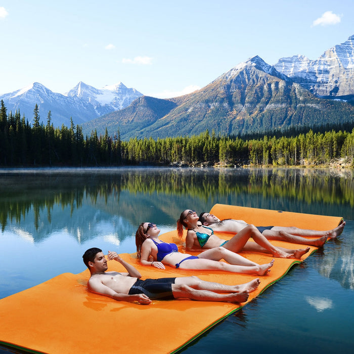 12 x 6 Feet 3 Layer Floating Water Pad-Orange