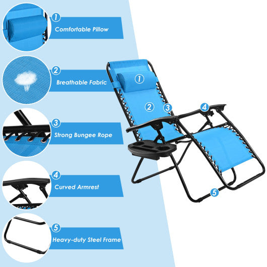 Outdoor Folding Zero Gravity Reclining Lounge Chair-Light Blue