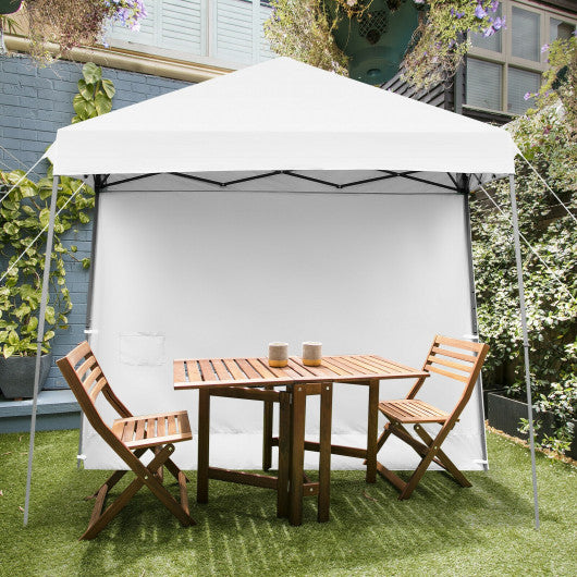 10 x 10 Feet Pop Up Tent Slant Leg Canopy with Detachable Side Wall-White