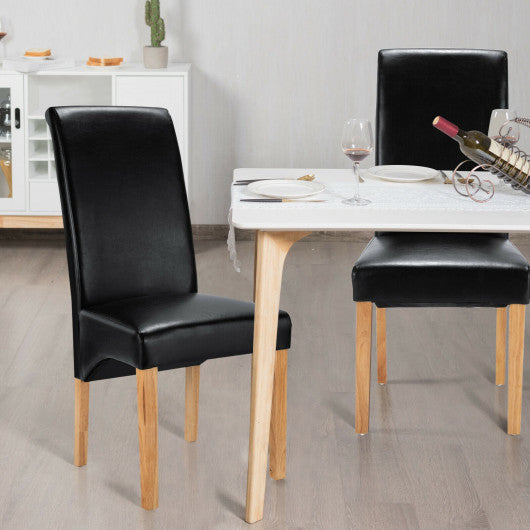 2 Pieces Dining Chairs Set with Rubber Wood Legs-Black