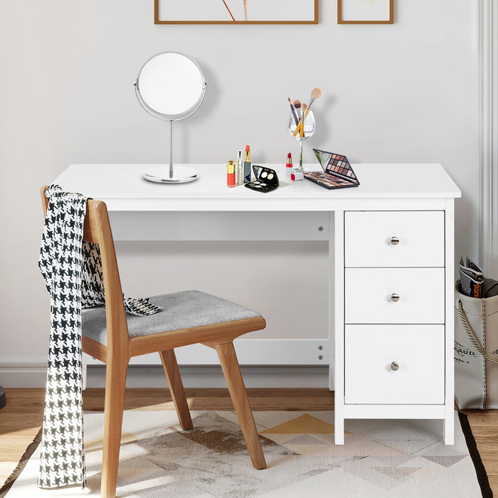 3-Drawer Home Office Study Computer Desk with Spacious Desktop-White