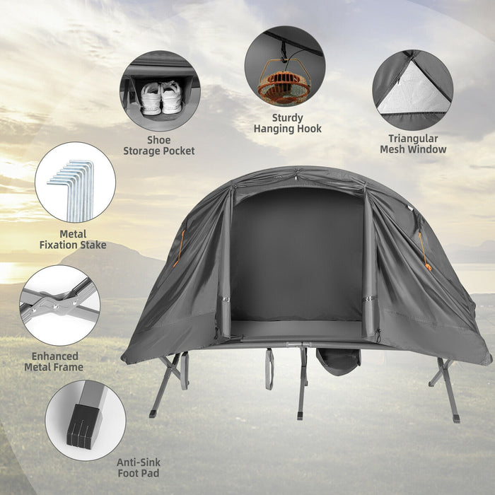 2-Person Outdoor Camping Tent with External Cover-Gray